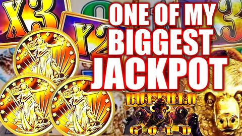 ONE OF MY BIGGEST JACKPOTS EVER on HIGH LIMIT BUFFALO GOLD SLOT MACHINE