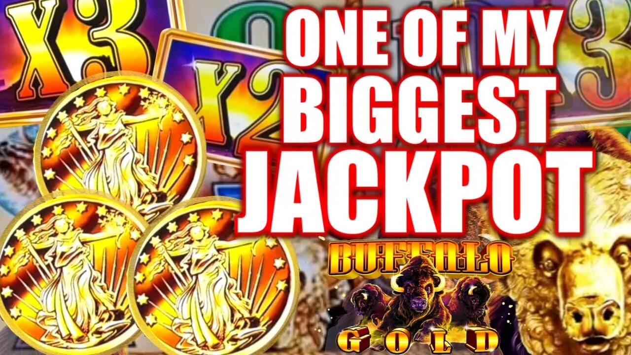 ONE OF MY BIGGEST JACKPOTS EVER on HIGH LIMIT BUFFALO GOLD SLOT MACHINE