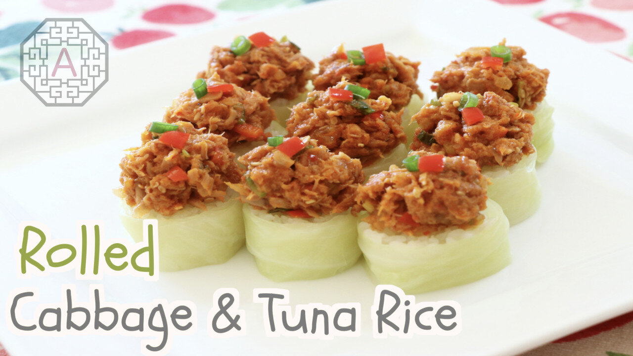 Korean Rolled Cabbage Rice and Tuna SsamJang (양배추 참치 쌈장) | Aeri's Kitchen