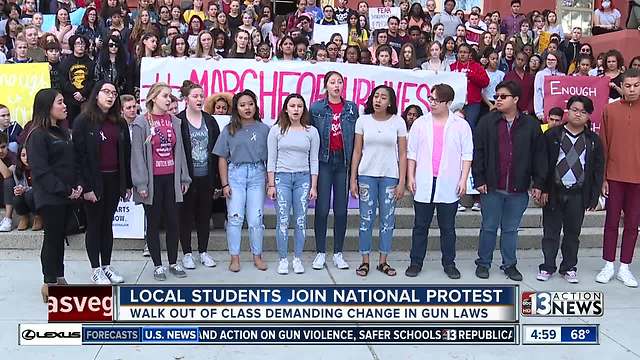 Las Vegas students join national school walkouts for gun reform