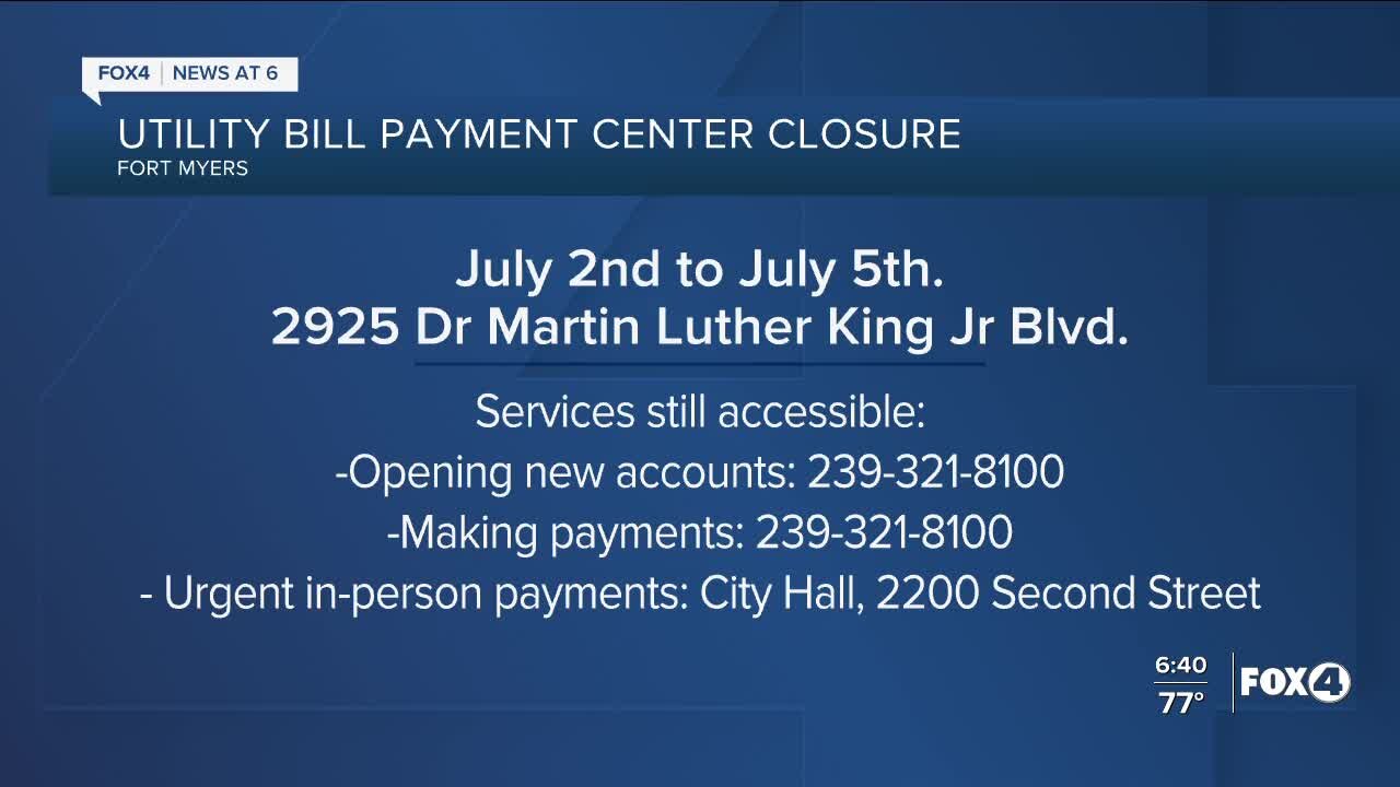 Utility payment center closed for holiday