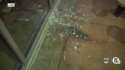 Windows broken at several downtown Akron businesses Wednesday night