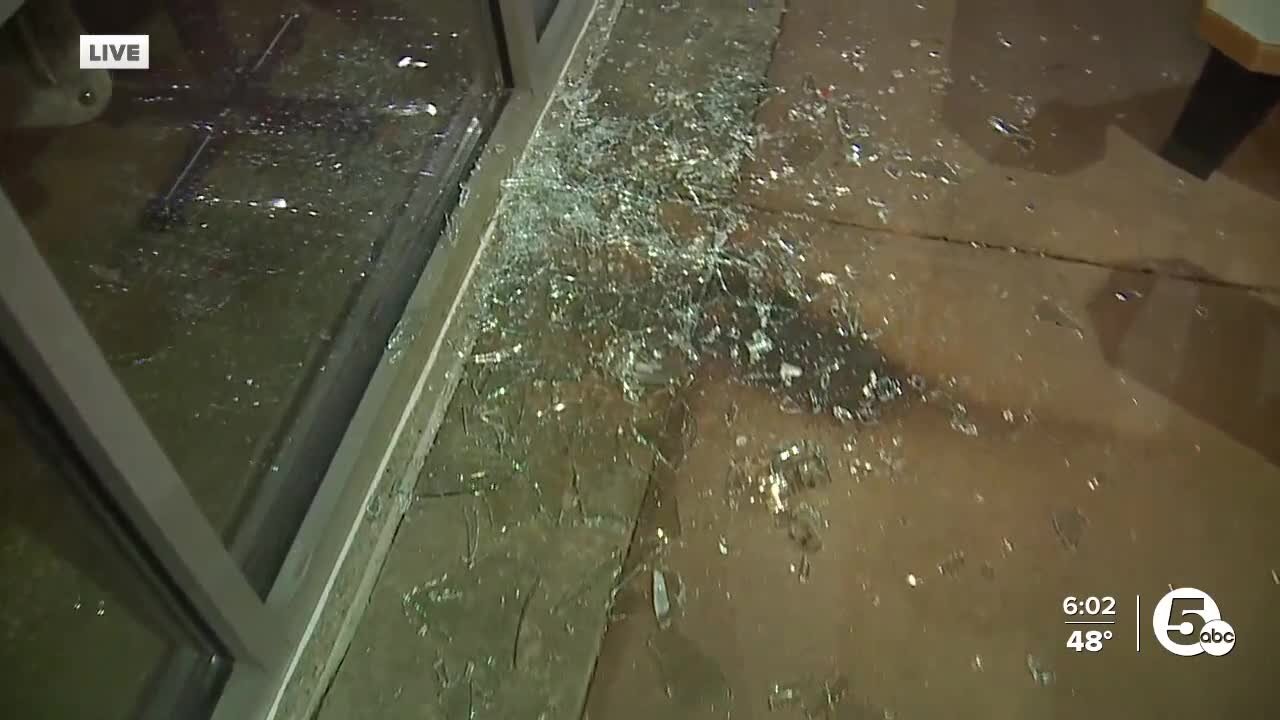 Windows broken at several downtown Akron businesses Wednesday night