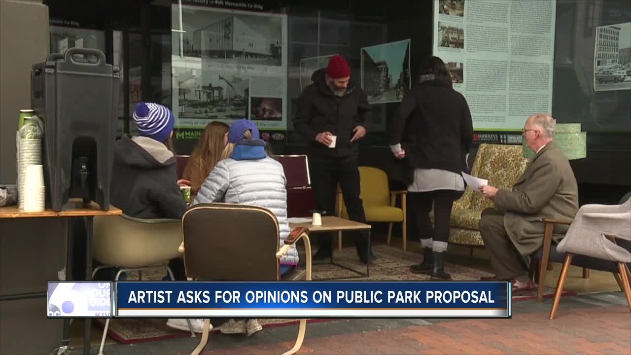 A pop-up living room on 8th and main gathers opinions on new public park artwork