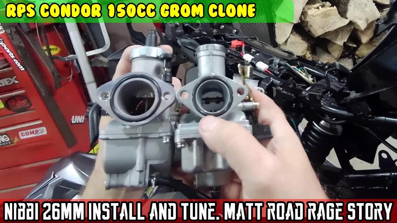 (E5) RPS Condor 150cc install Nibbi 26mm carb and filter, tune. Matts road rage incident