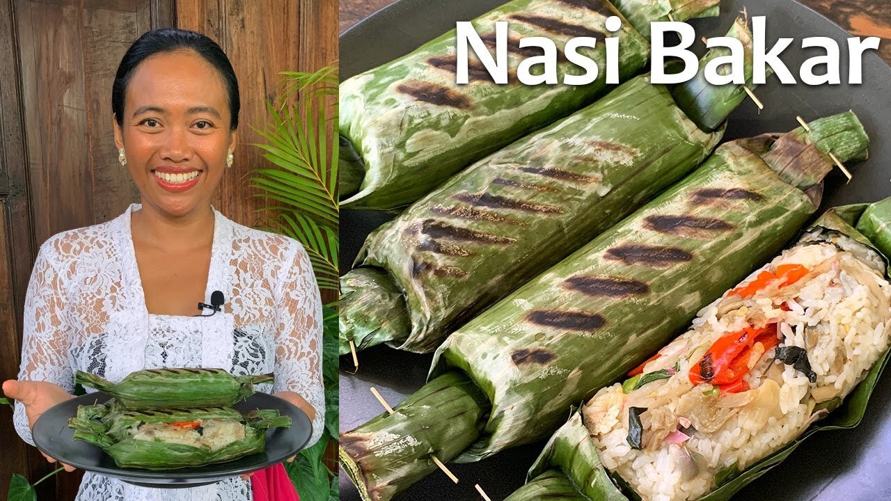 Nasi Bakar, Indonesian Style Grilled Rice in Banana Leaves