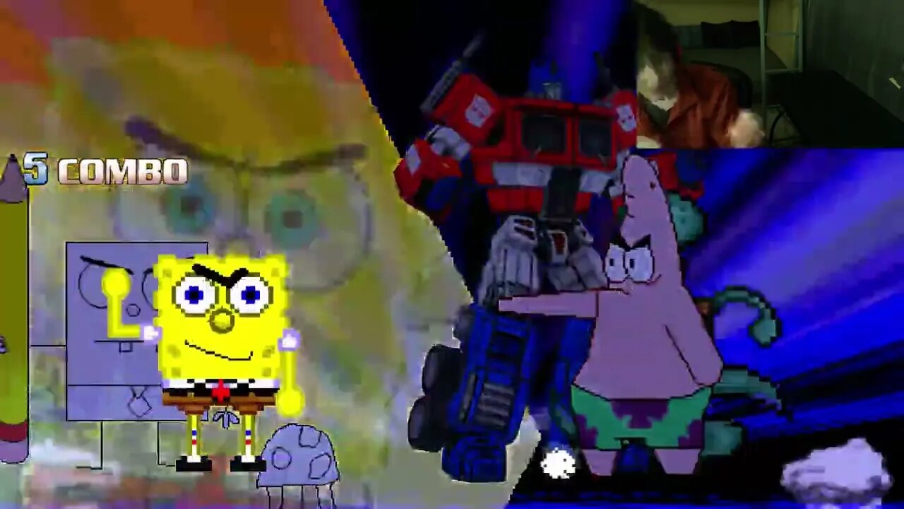 SpongeBob SquarePants Characters (SpongeBob, Squidward, And DoodleBob) VS Optimus Prime In A Battle