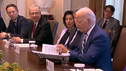 Biden Loses Train Of Thought After Pre-Written Scripts Get Stuck Together During Meeting