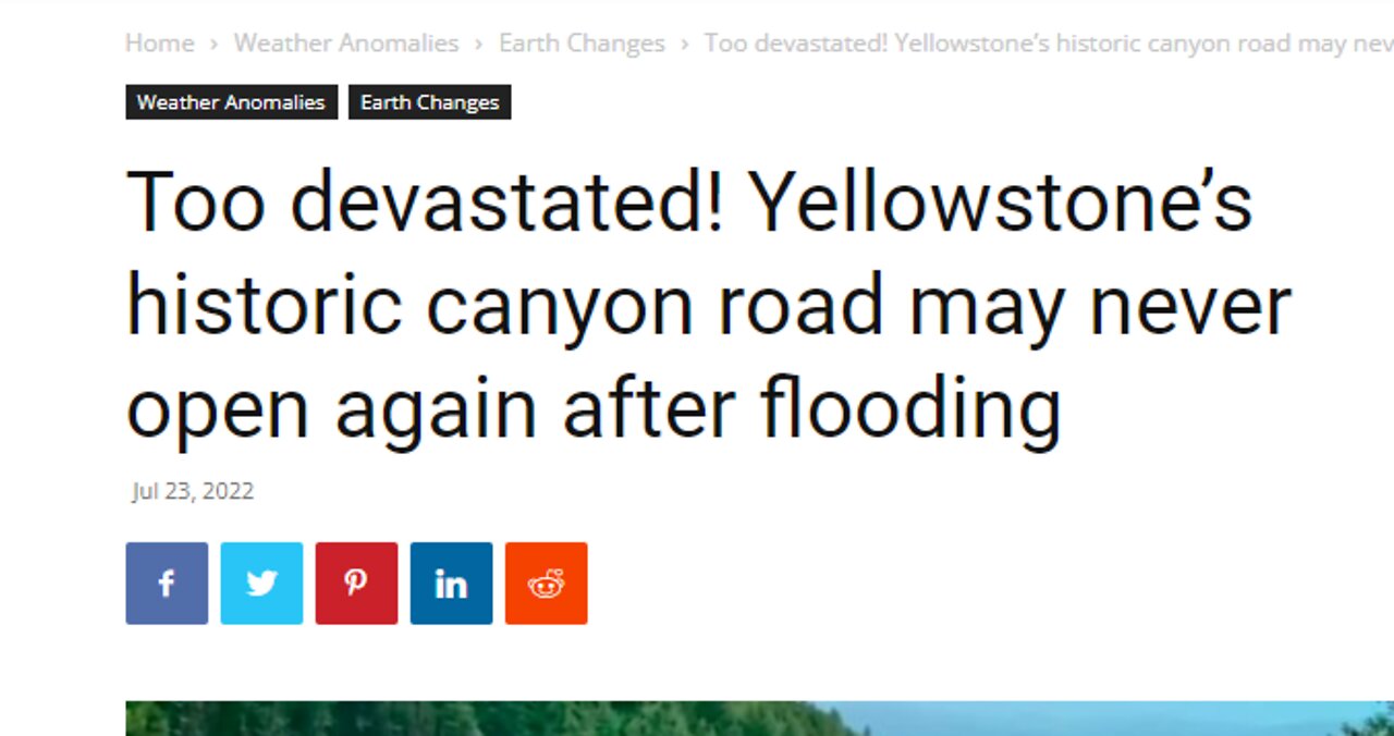 YELLOWSTONE NE CANYON RD MAY NEVER OPEN AGAIN - OR COST 3-5 YRS & $1 BILLION TO FIX