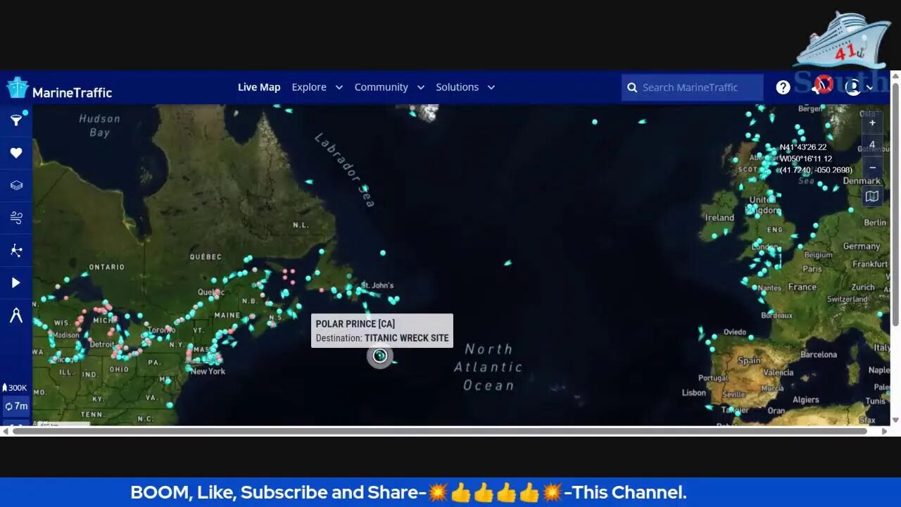 Titanic Wreck Site. Location Of The Lost Submarine. 21/06/2023.