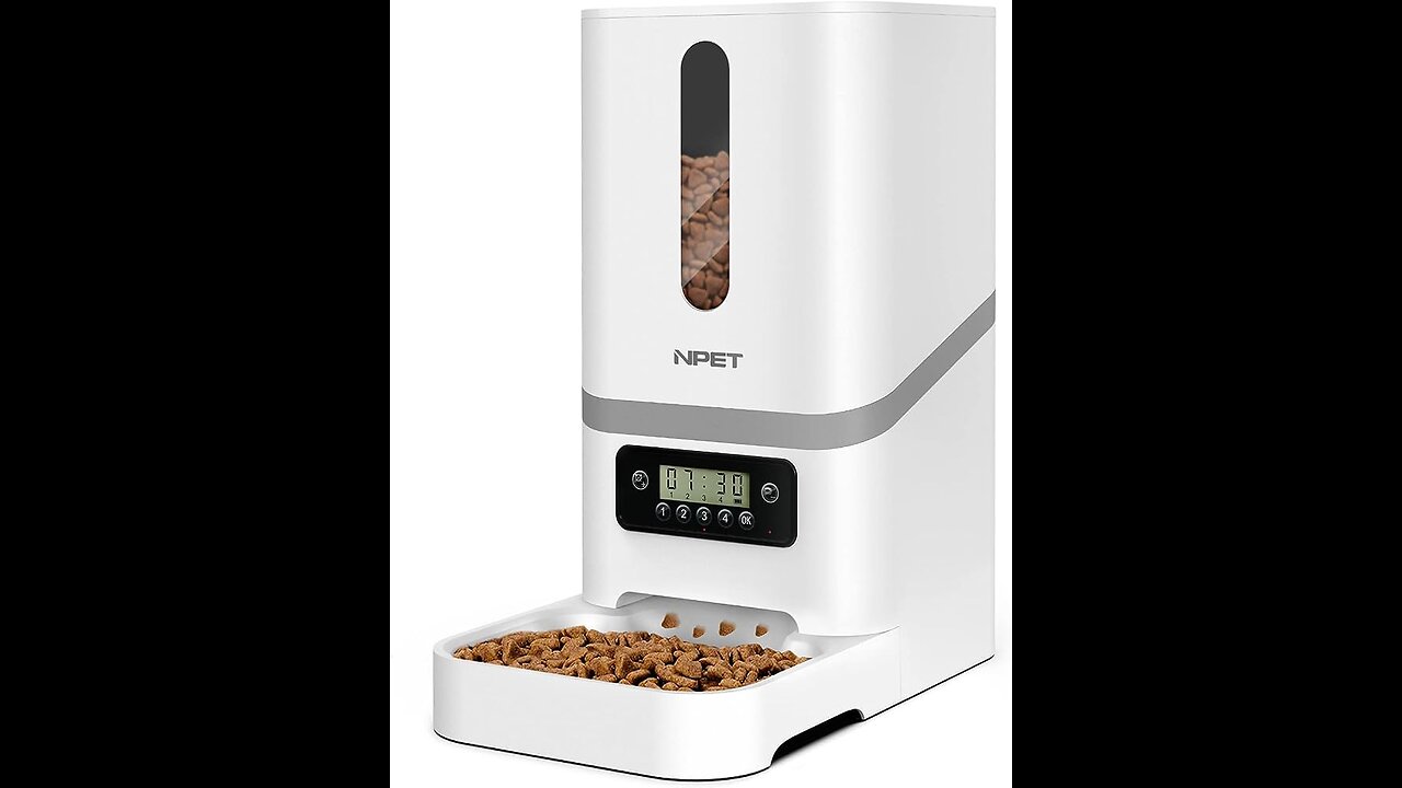 Petory Timed Automatic Cat Feeders - 4L Cat Dry Food Dispenser of 6 Meals with Voice Recorder a...