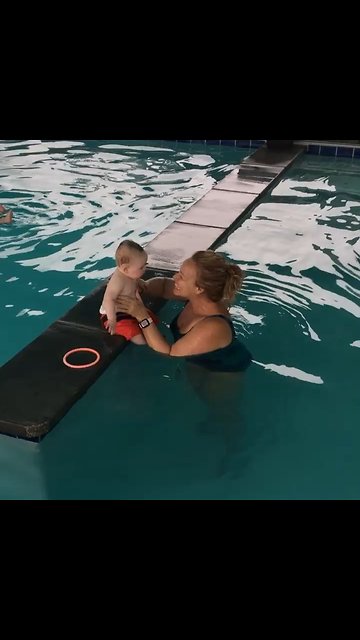 8-Month-Old Baby Learns To Swim On His Back