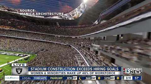 Stadium construction exceeds hiring goals