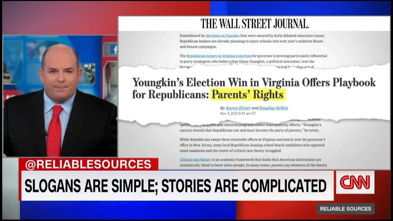 CNN's Brian Stelter Suggests Parents' Rights & CRT Are GOP Slogans