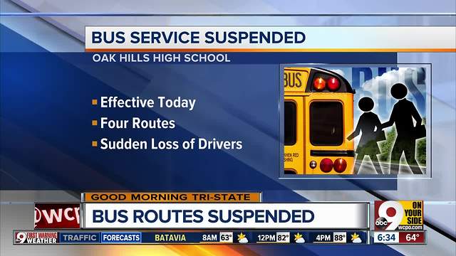 Bus service suspended for Oak Hills students