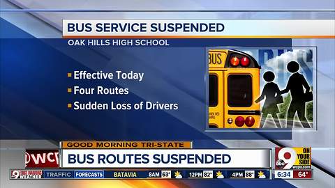 Bus service suspended for Oak Hills students