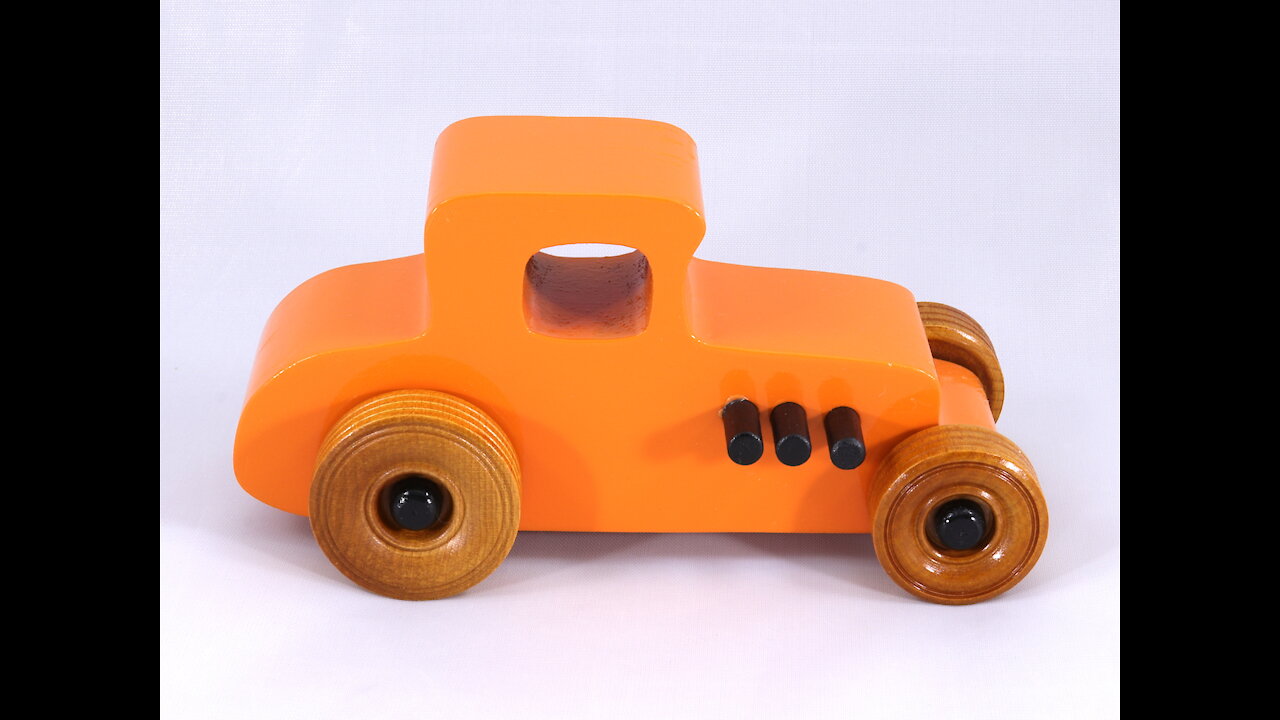 Handmade Wooden Toy Car Hot Rod 1927 T-Coupe From the Hot Rod Freaky Ford Series