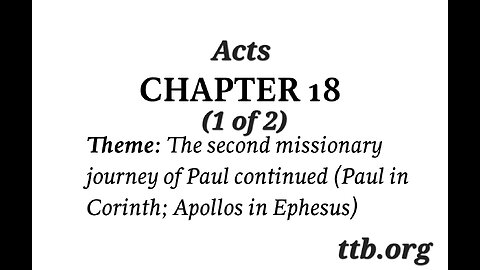 Acts Chapter 18 (Bible Study) (1 of 2)