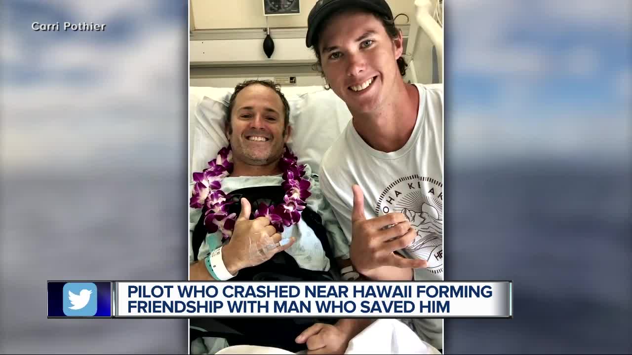 Pilot who crashed near Hawaii forming friendship with man who saved him