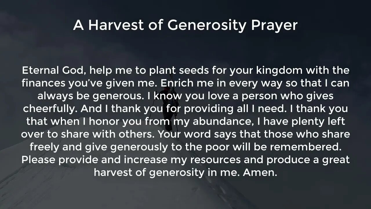 A Harvest of Generosity Prayer (Prayer for Success and Prosperity in Business)