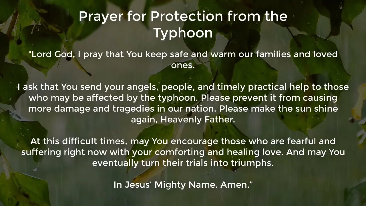 Prayer for Protection from the Typhoon