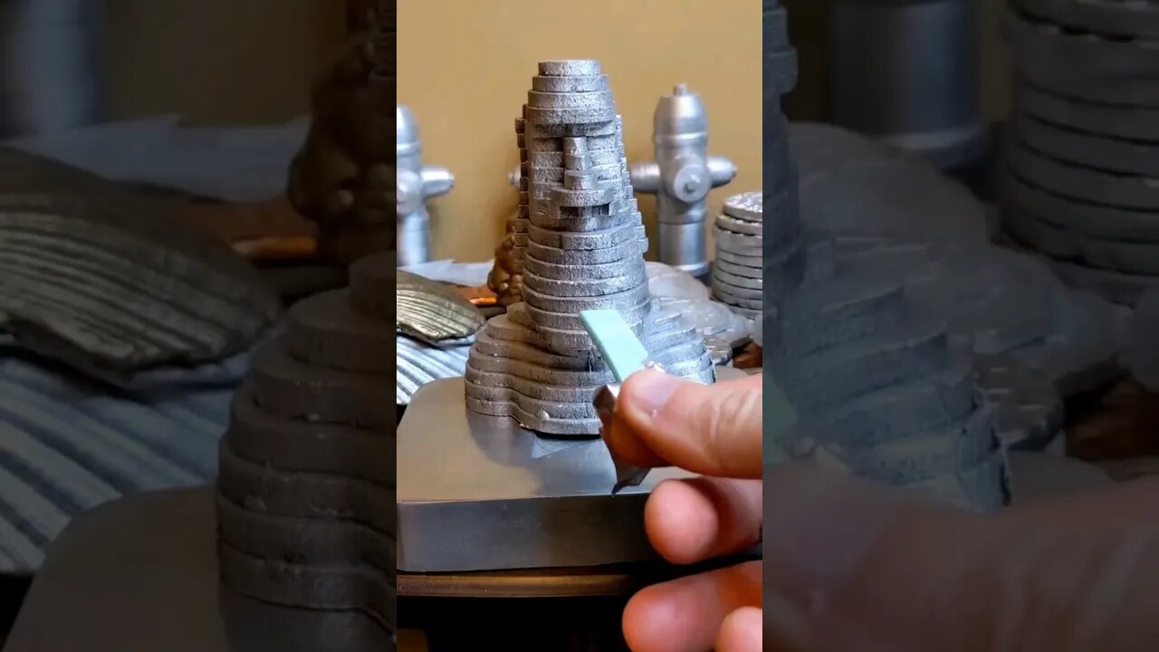 Making an aluminum Moai Statue - Gum Gum #shorts #cool #casting #diy