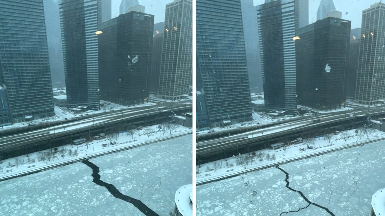 Extreme Arctic winds cause Chicago River to literally freeze over