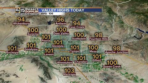 Slight chance of rain in the Valley