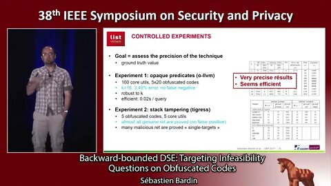 Backward bounded DSE Targeting Infeasibility Questions on Obfuscated Codes