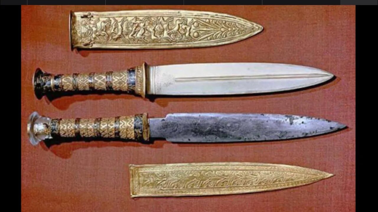 PHARAOH TUT METEORITE IRON DAGGER & GOLD & ARTIFACTS LIKE ARK OF THE COVENANT IN EGYPT LOCUST ARMY