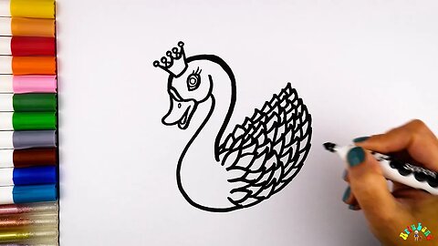 Drawing and Coloring a Swan Princess for Kids & Toddlers | Ariu Land