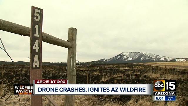 Drone crashes, ignites wildfire near Flagstaff