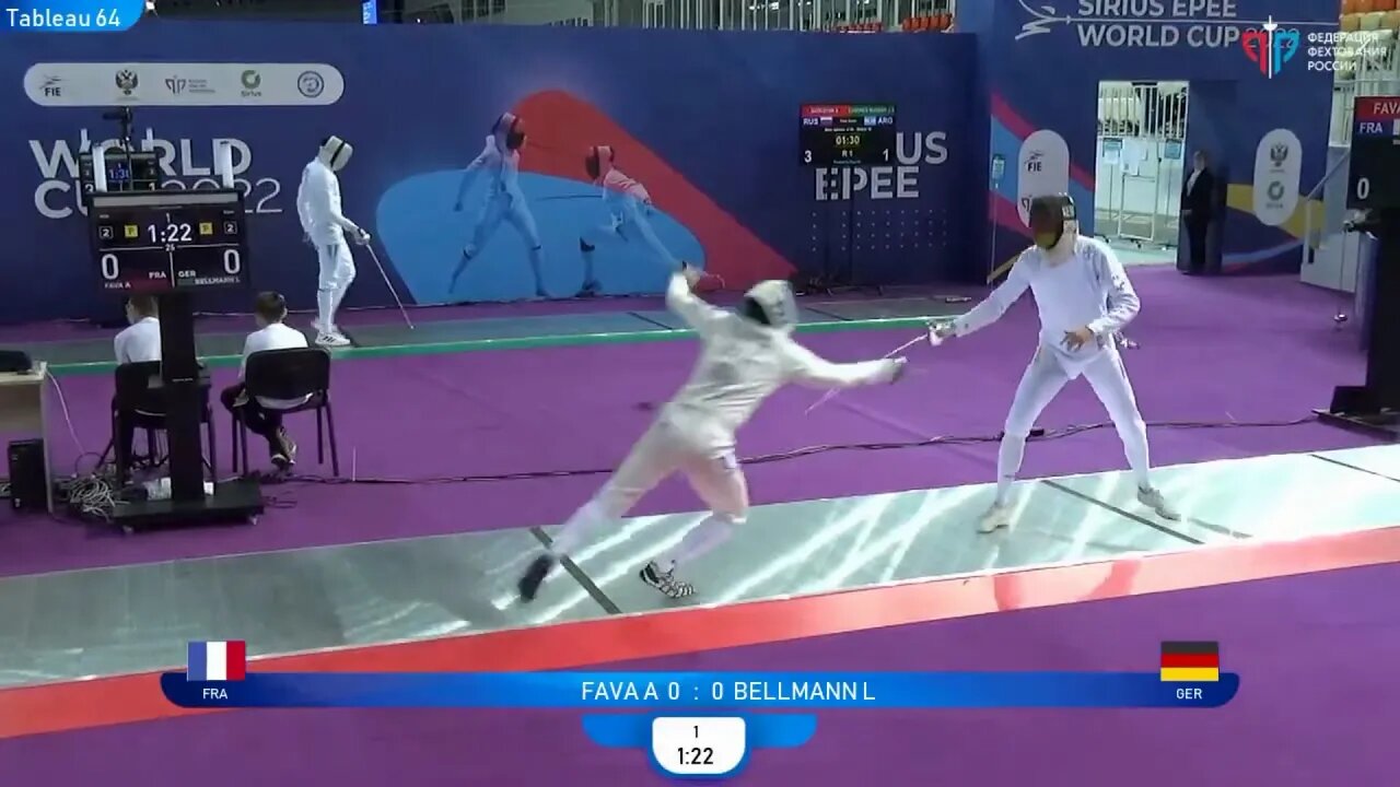 Epee Fencing - Flèche to score after stalling | Fava A vs Bellmann L