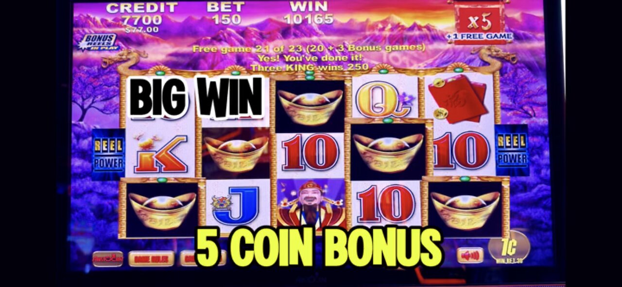 5 COINS BONUS on FORTUNE KING DELUXE Slot Machine 🦜BIG WIN 💰