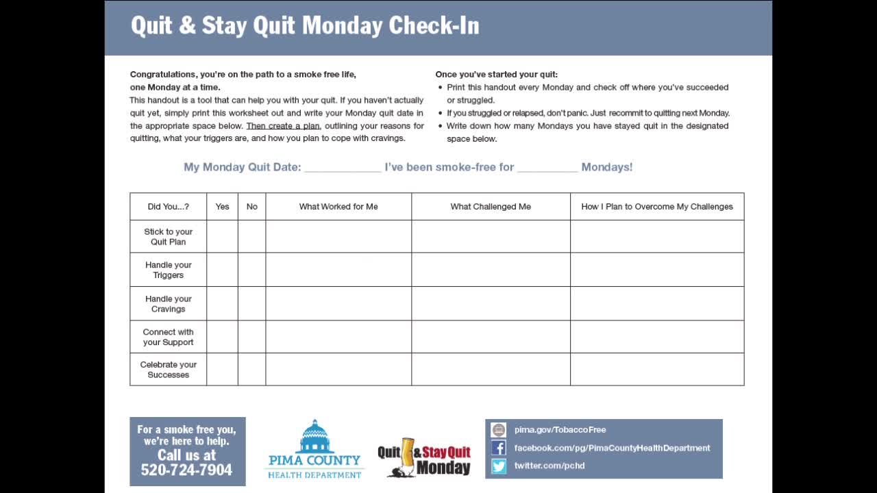 Pima County health officials want to help you quit smoking... on a Monday