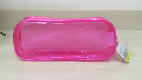Estojo PVC Transparente 1 Zíper Pink, BRW, Modelo: ET0202