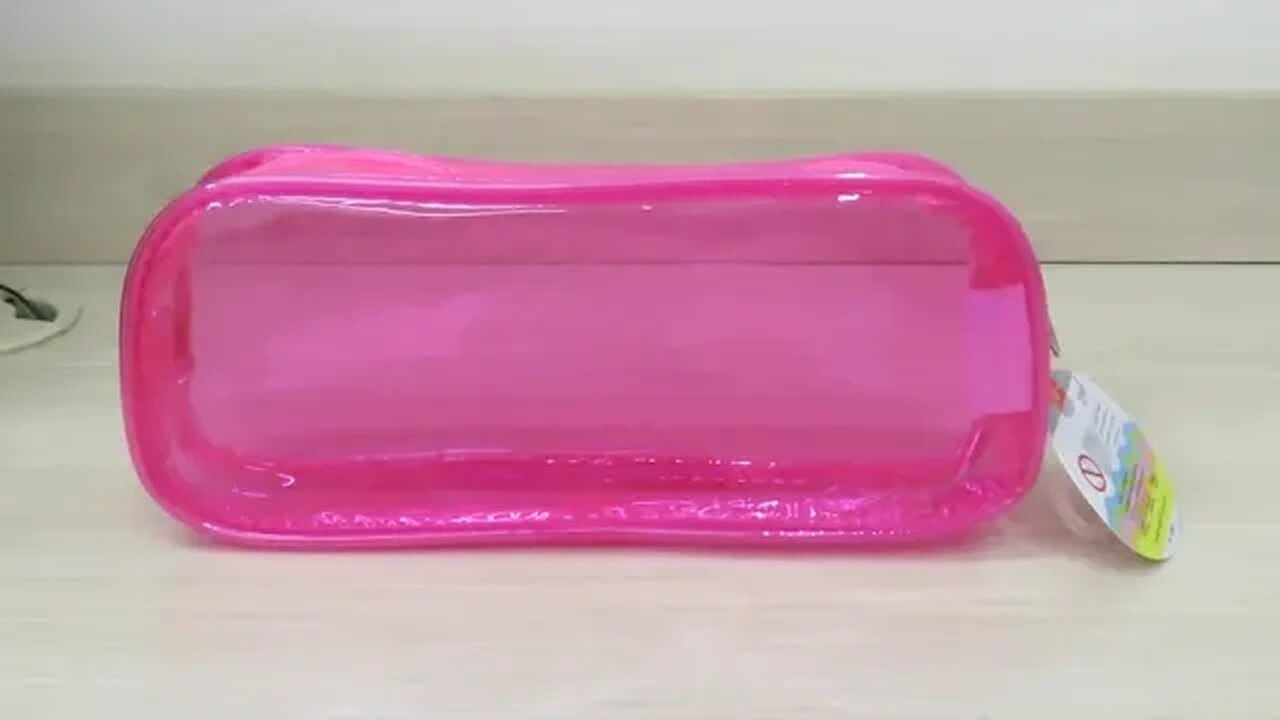 Estojo PVC Transparente 1 Zíper Pink, BRW, Modelo: ET0202