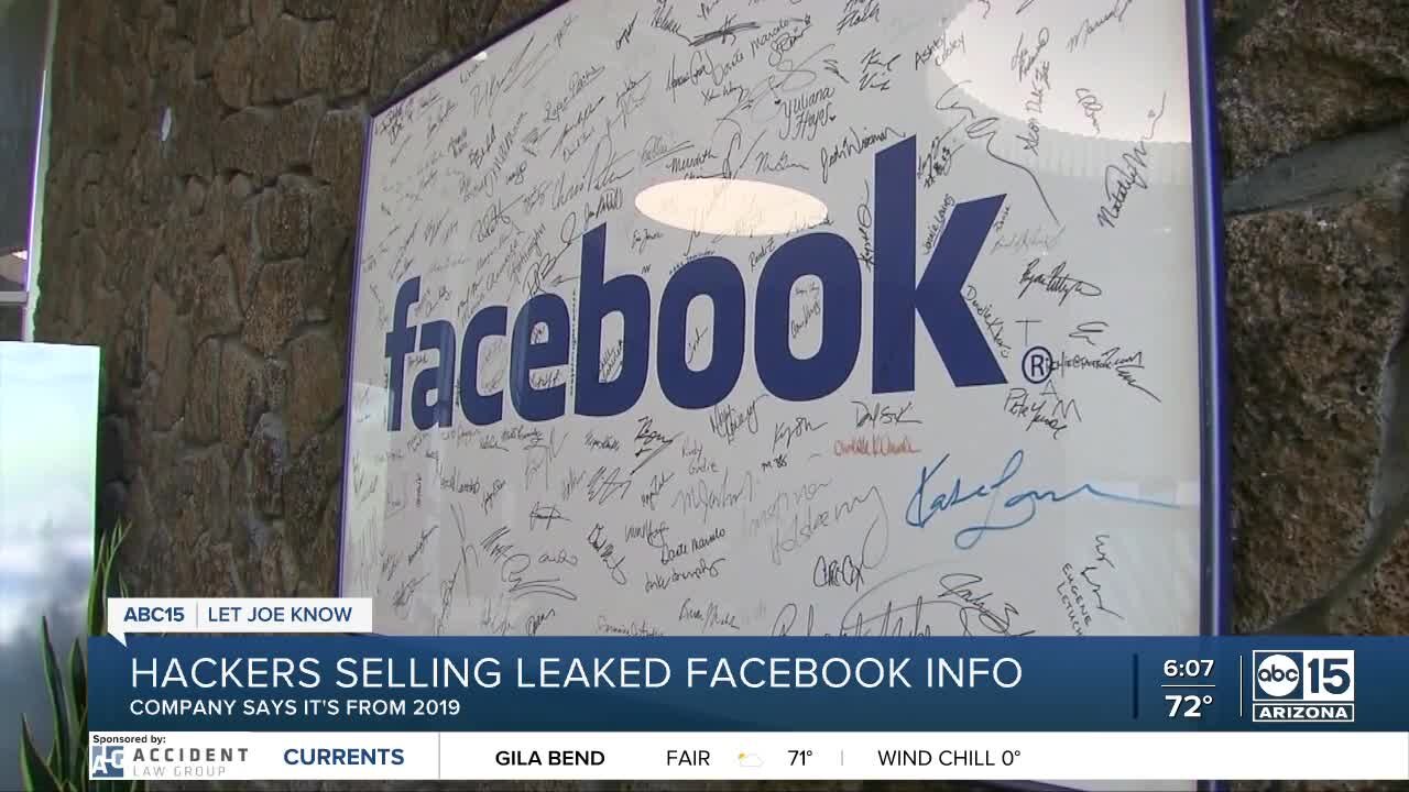 Hackers selling leaked Facebook information.