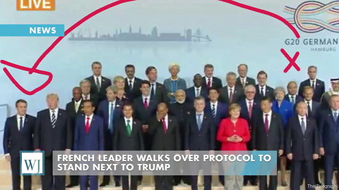 French Leader Walks Over Protocol To Stand Next To Trump