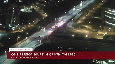 Police: one person hurt in crash on I-190 Northbound