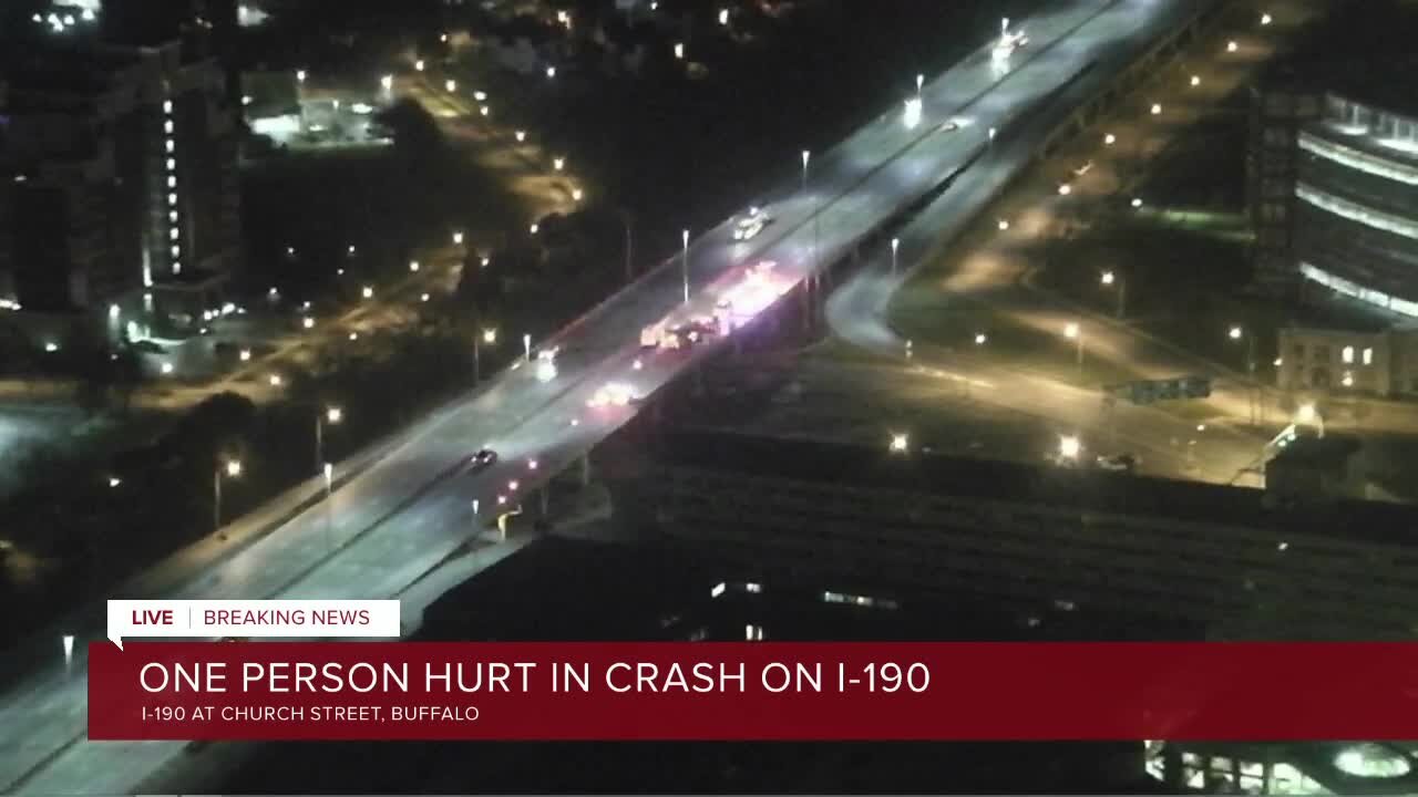 Police: one person hurt in crash on I-190 Northbound