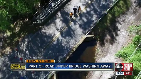 Busy road leading to Tarpon Springs closed because of bridge wash out