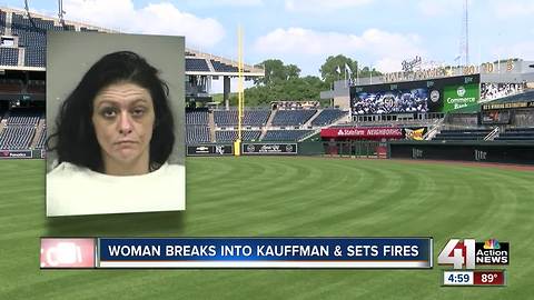 Woman arrested after allegedly starting fire in Kauffman Stadium