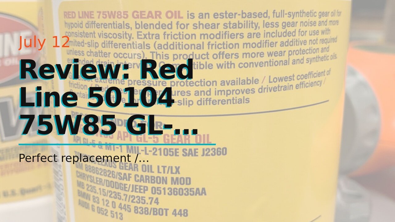 Review: Red Line 50104 75W85 GL-5 Gear Oil, 1 Quart, 1 Pack