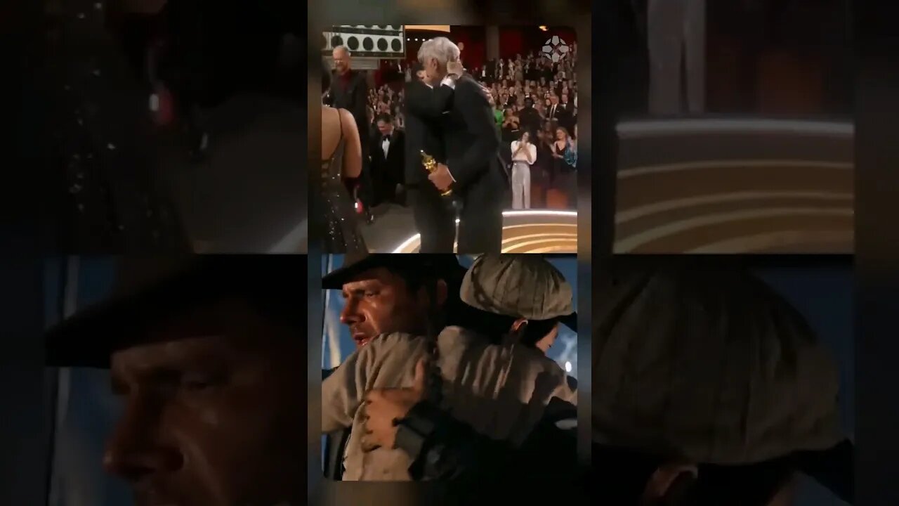 Harrison For hug Ke Huy Quan #oscars2023 #harrisonford #indianajones