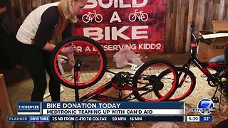 Medtronic and Can'd Aid donating bikes today