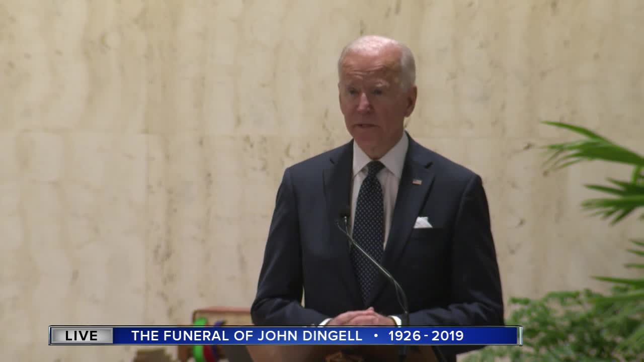 UNEDITED: Former VP Joe Biden speaks at Rep. Dingell's funeral