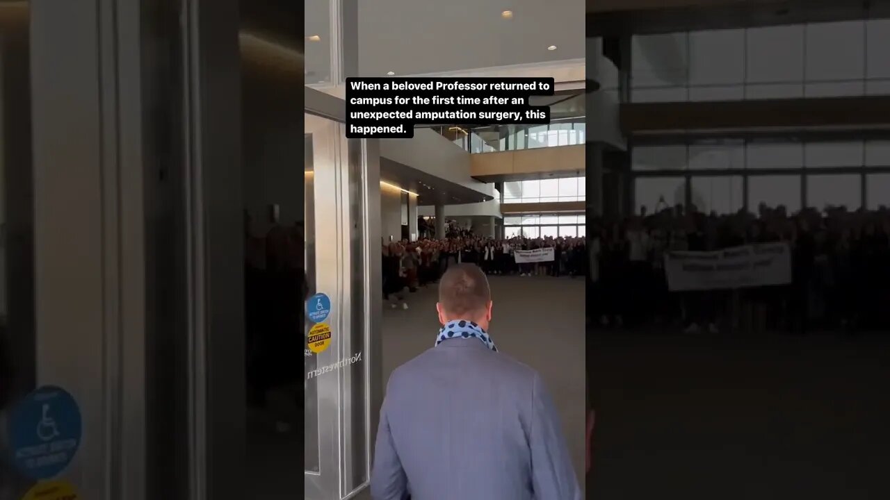 Beautiful moment shows a college welcoming a professor back after unexpected amputation surgery ❤️