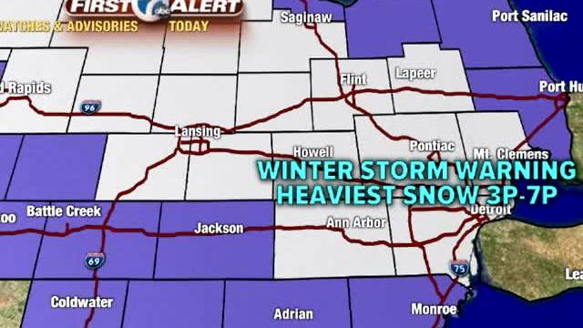 Winter Storm Warning begins at 10am