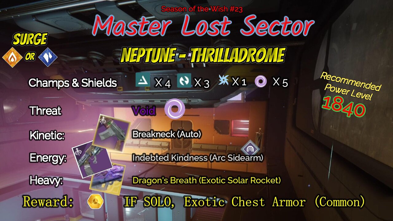 Destiny 2 Master Lost Sector: Neptune - Thrilladrome on my Solar Hunter 1-6-24